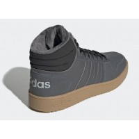 Зимние кроссовки Adidas Hoops 2.0 высокие темно-серые